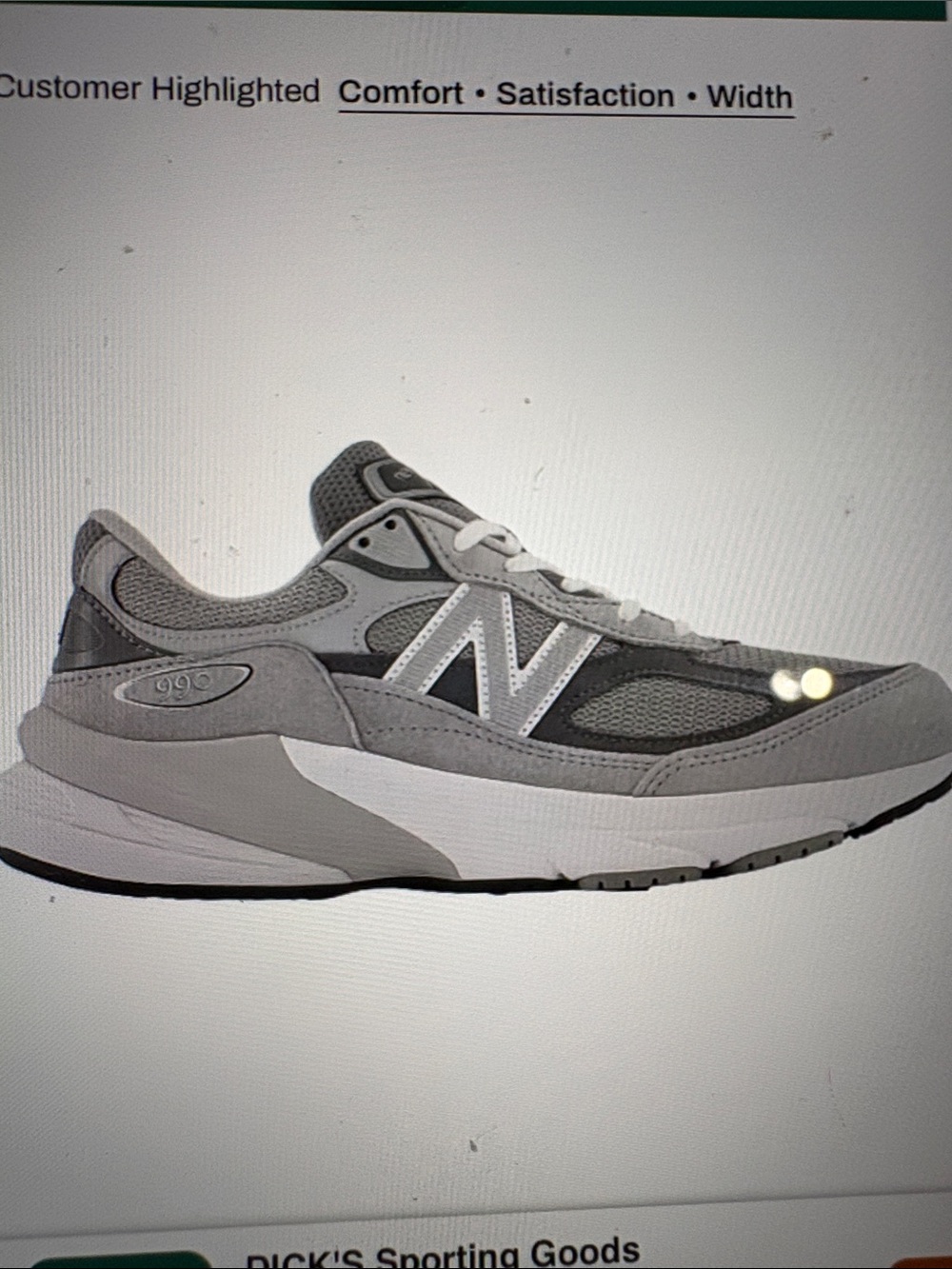 New Balance Gray 990v6 Athletic Sneaker EU37 4.5Y 6 W BNIB